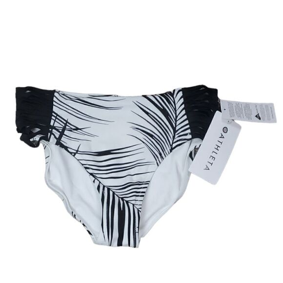 NWT Athleta Retro Palm Black & White Bikini Bottoms - Picture 3 of 8